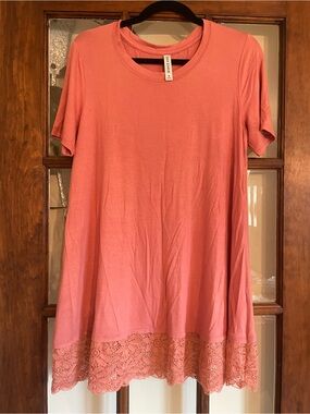 Zenana Signature Pink Crewneck mini Dress